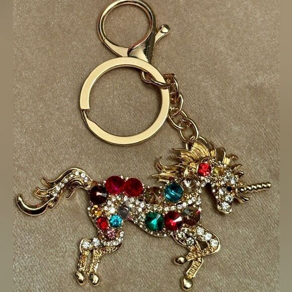 Rhinestone Jewel Unicorn Keychain - Picture 2 of 4